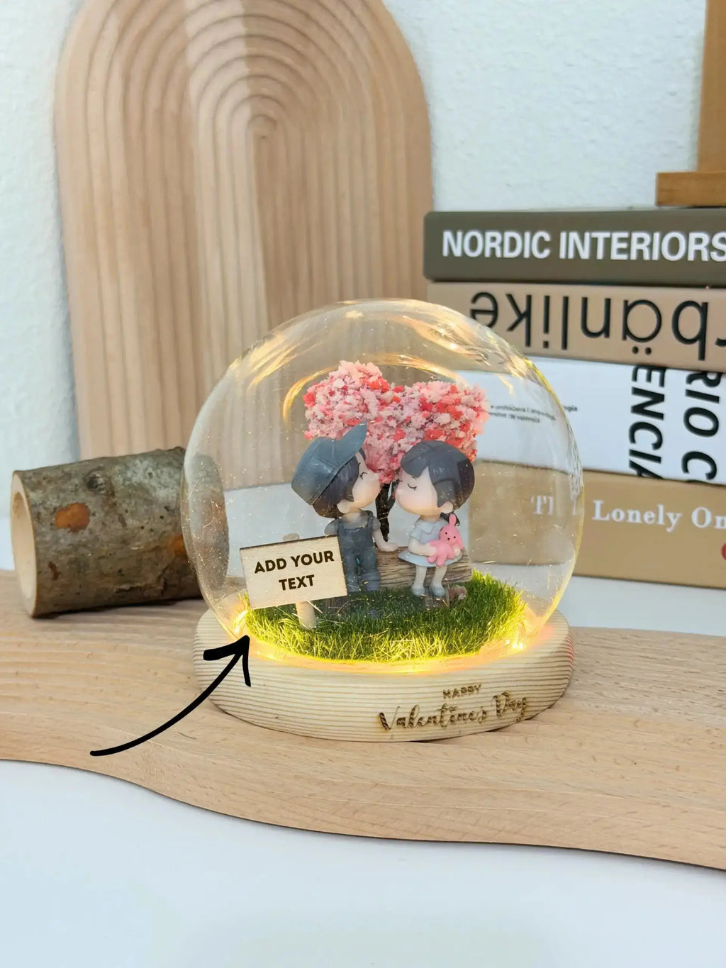 Affordable romantic gift for couples - personalised crystal ball with LED lights, best budget-friendly valentine present