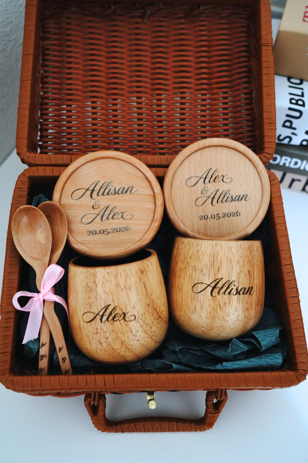 Personalized Wooden Couple Gift Set