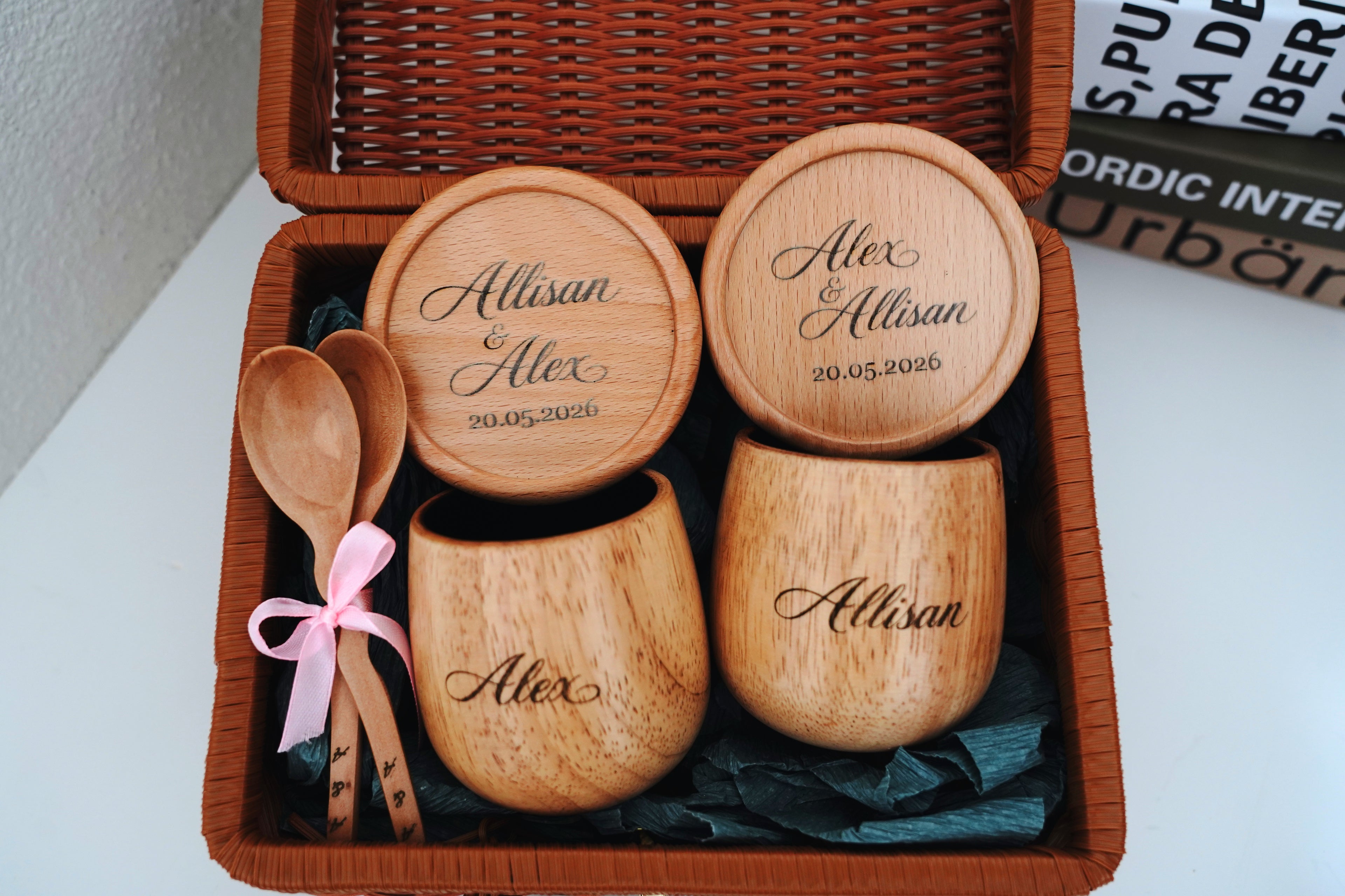 Personalized Wooden Couple Gift Set