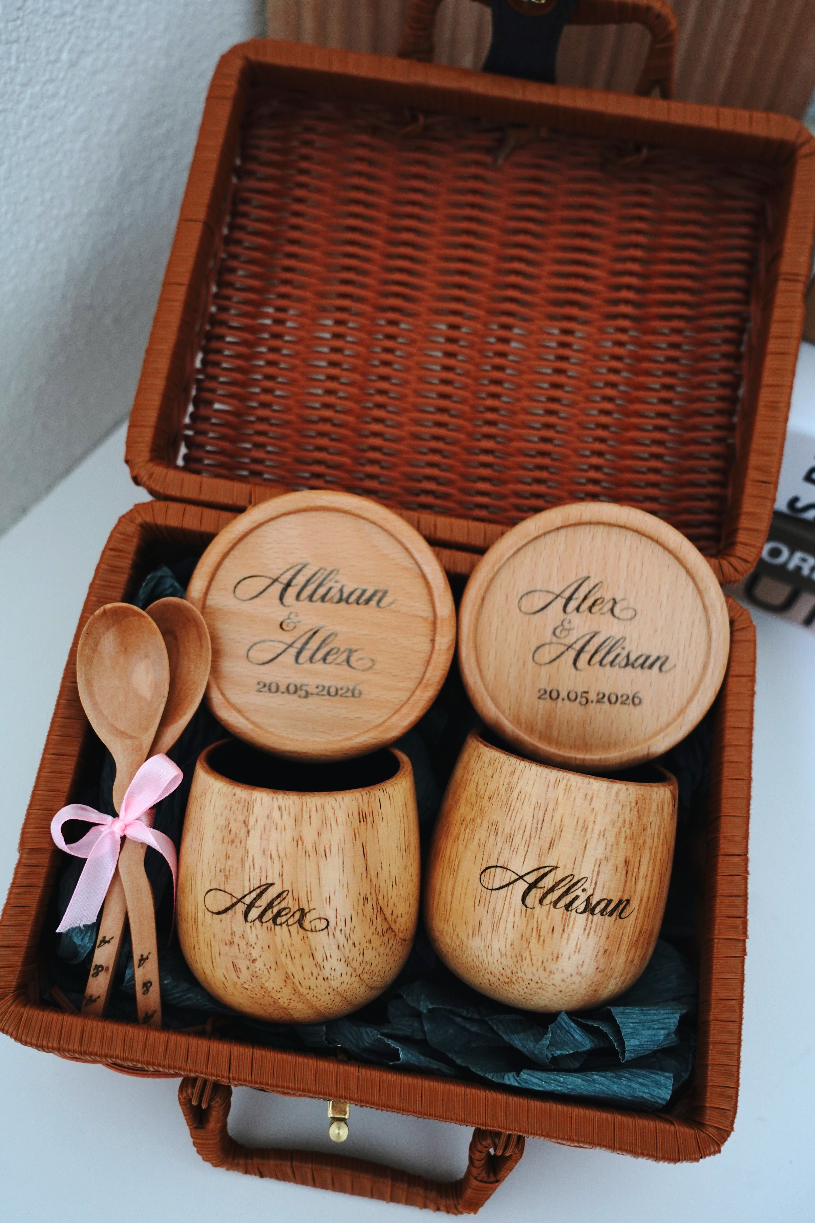 Personalized Wooden Couple Gift Set
